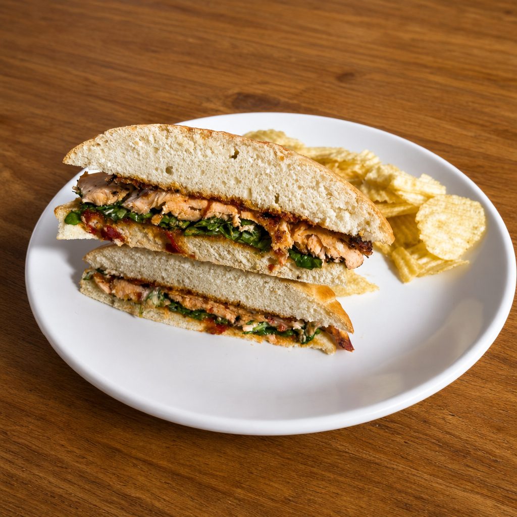 Grilled Salmon Sandwich.