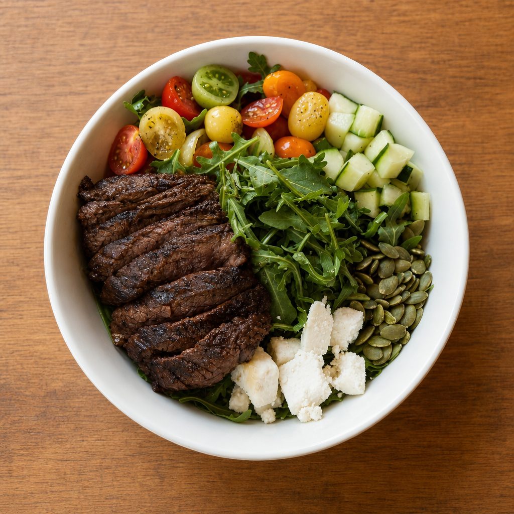 Heirloom Tomato and Steak Salad.